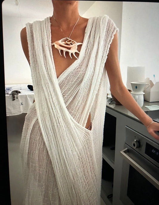 Criss cross gauze swimsuit dress