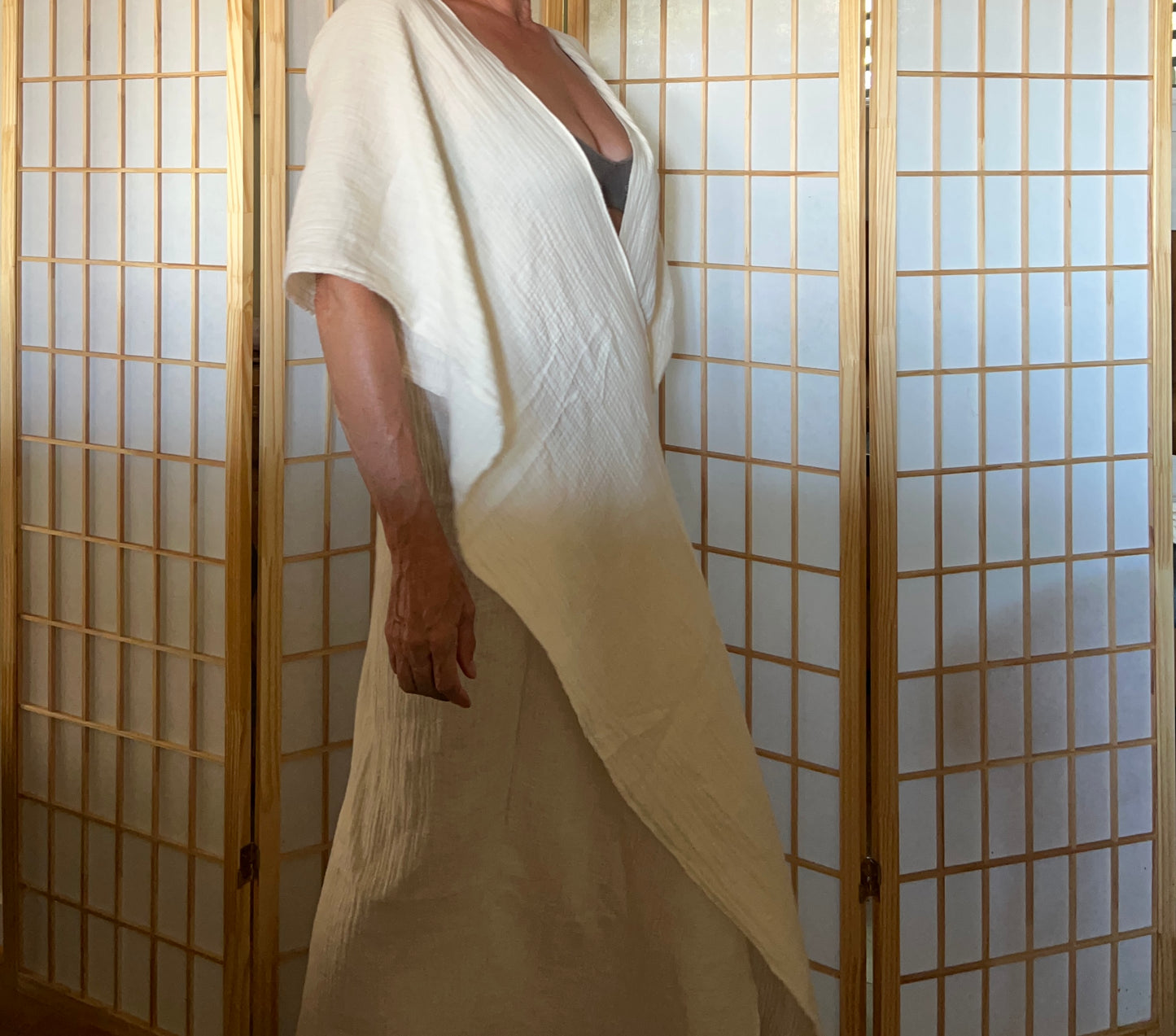 Criss cross gauze swimsuit dress