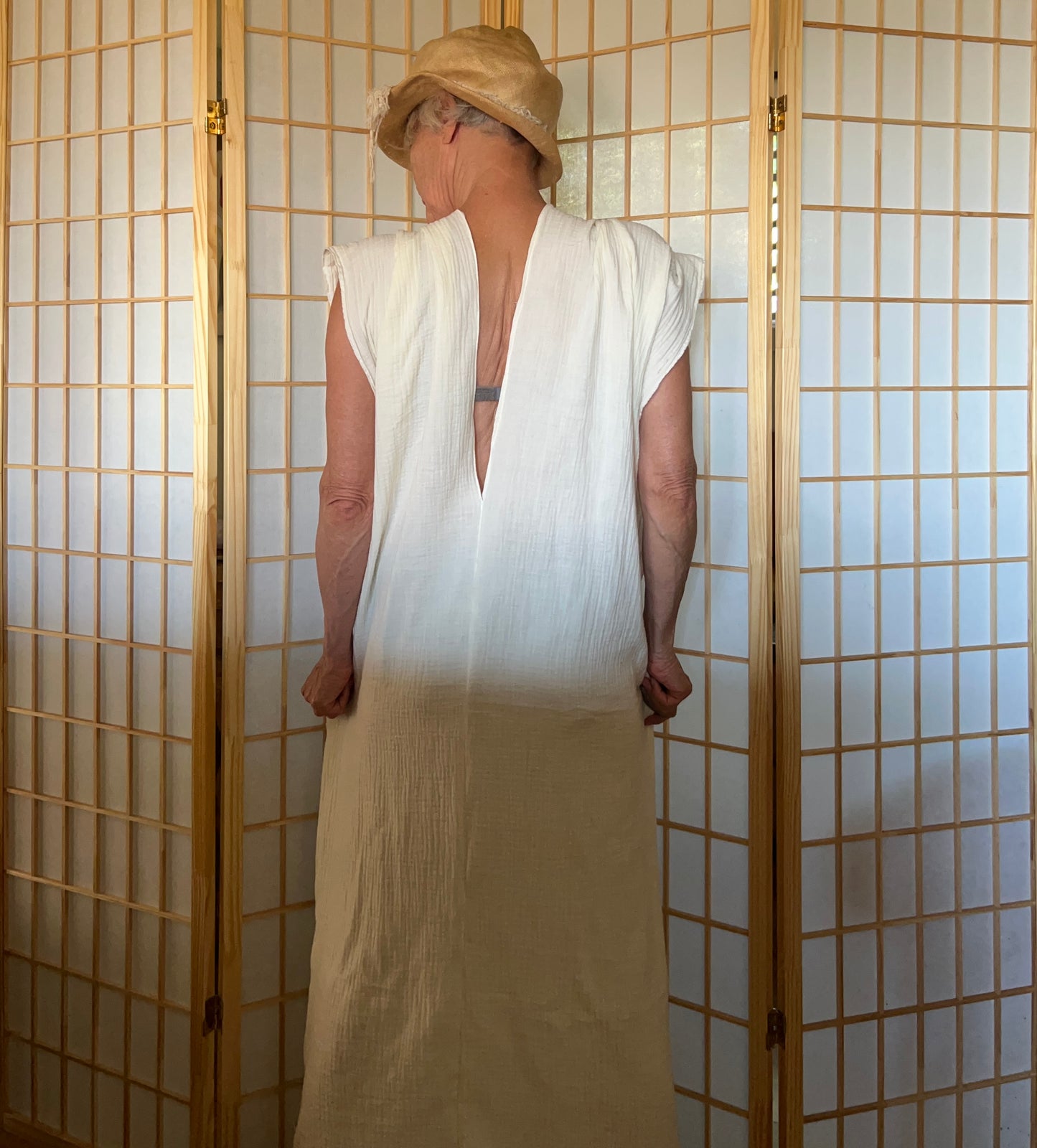 Criss cross gauze swimsuit dress