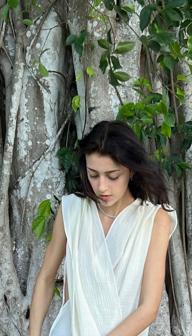 Egyptian cotton  gauze Criss cross dress